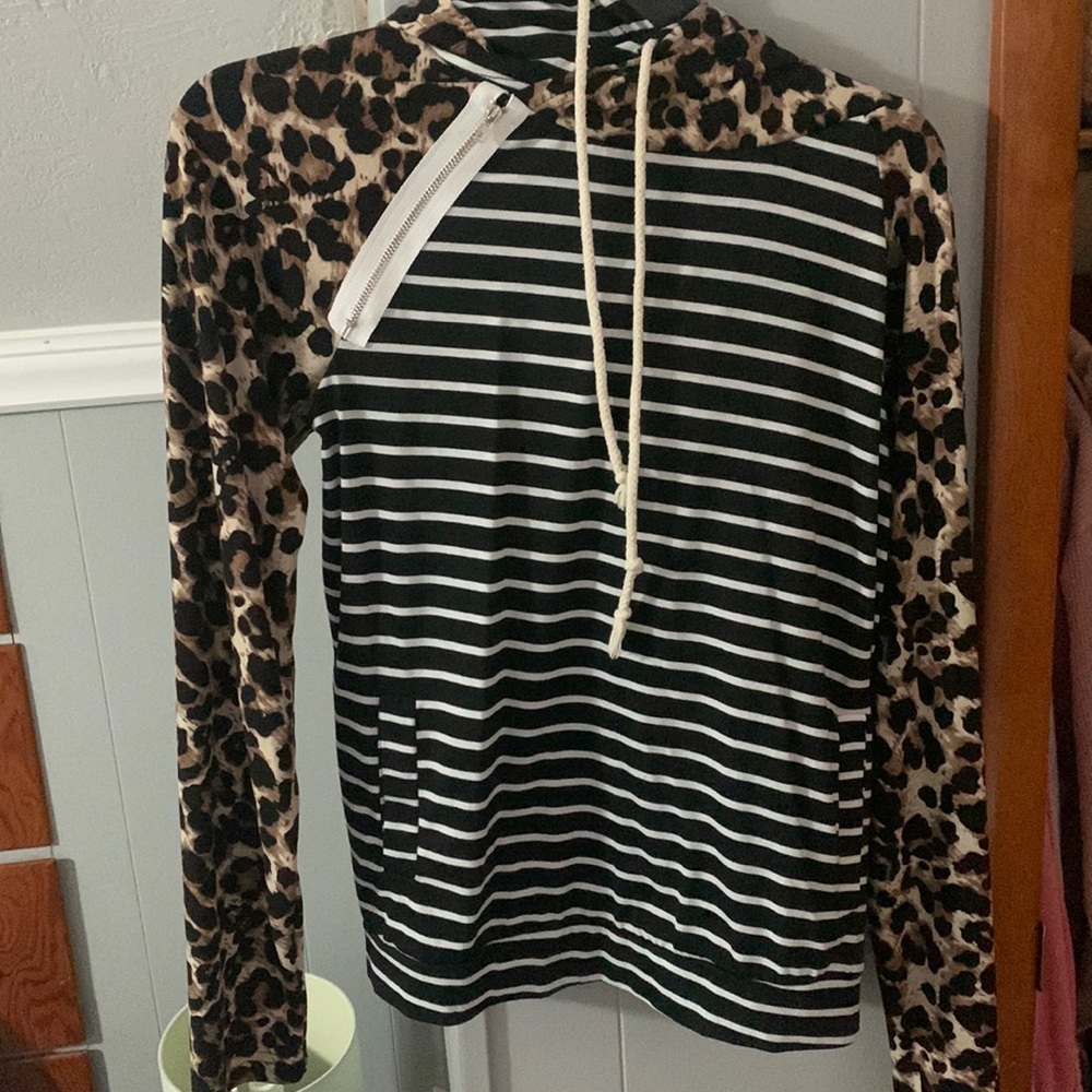 Small striped and leopard hoodie